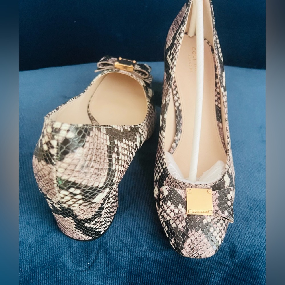 Cole Haan snakeskin block heel size 9